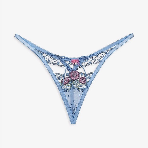 For Love And Lemons Katara Thong Panty Blue Large NEW - Picture 5 of 5